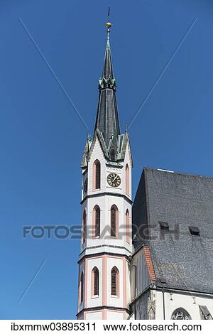 "Spire of the Church of St. Vitus, Cesky Krumlov, South Bohemia, Czech Republic, Europe" View Large Photo Image Stock Image - "Spire of the Church of St. Vitus, Cesky Krumlov, South Bohemia, Czech Republic, Europe". Fotosearch