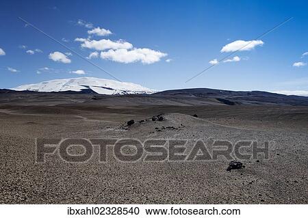 Stock Image - "Sprengisandur road with the Hekla stratovolcano, Hofsvellir, South Iceland, Iceland, Europe". Fotosearch