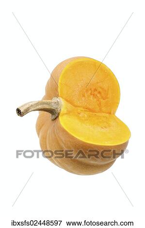 Stock Photo - "Squash or pumpkin, mini musk pumpkin (Cucurbita moschata), cut with pumpkin pulp". Fotosearch