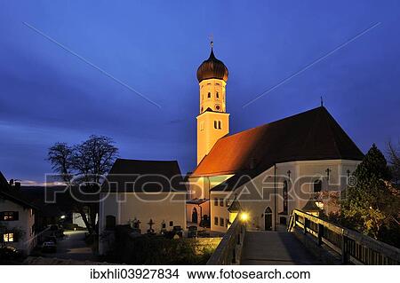 Picture - "St Laurentius Church, Konigsdorf, Upper Bavaria, Bavaria, Germany, Europe". Fotosearch