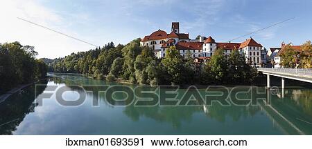 "St. Mang Basilica and Lech river, Fussen, Ostallgaeu, Allgaeu, Swabia, Bavaria, Germany, Europe" View Large Photo Image Stock Image - "St. Mang Basilica and Lech river, Fussen, Ostallgaeu, Allgaeu, Swabia, Bavaria, Germany, Europe". Fotosearch