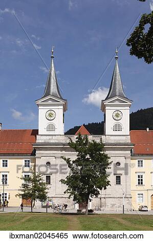 Stock Photography - "St. Quirinus church, former Tegernsee monastery, Tegernsee Valley, Upper Bavaria, Bavaria, Germany, Europe, PublicGround, Europe". Fotosearch