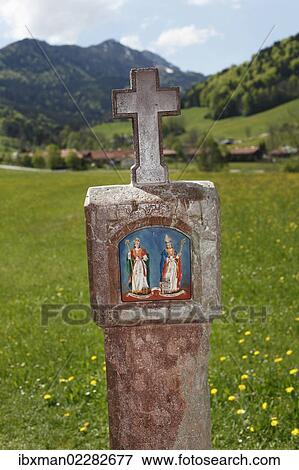 "St. Rupert and St. Virgil on a wayside shrine, Ruhpolding, Chiemgau region, Upper Bavaria, Bavaria, Germany, Europe, PublicGround, Europe" View Large Photo Image Stock Photo - "St. Rupert and St. Virgil on a wayside shrine, Ruhpolding, Chiemgau region, Upper Bavaria, Bavaria, Germany, Europe, PublicGround, Europe". Fotosearch