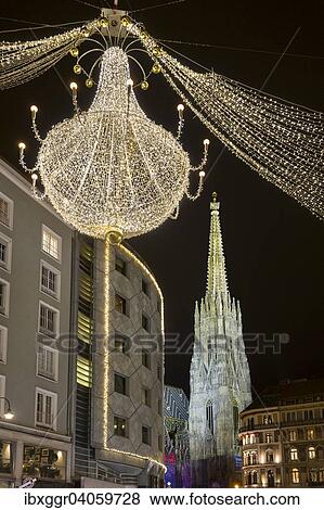 Stock Photo - "St. Stephen's Cathedral with Christmas lights at Am Graben street, Innere Stadt district, Vienna, Austria, Europe". Fotosearch