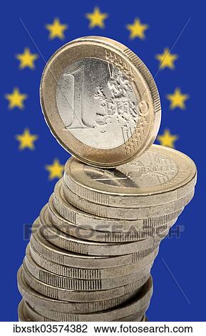 "Stack of euro coins in front of the flag of Europe, Germany, Europe" View Large Photo Image Stock Image - "Stack of euro coins in front of the flag of Europe, Germany, Europe". Fotosearch