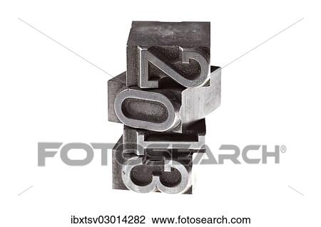 Stock Image - Stacked lead letters forming the number 2013. Fotosearch