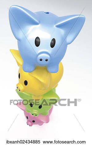 Stacked piggy banks View Large Photo Image Stock Photography - Stacked piggy banks. Fotosearch