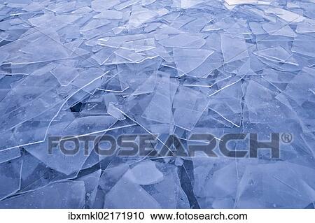 Stock Image - "Stacked sheets of ice on the shore of the island of Reichenau, Lake Constance, Konstanz district, Baden-Wuerttemberg, Germany, Europe". Fotosearch