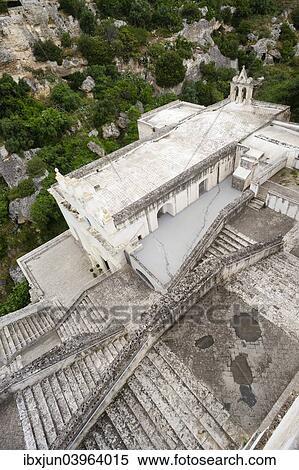 Stock Photography - "Stairs, pilgrimage church Santuario della Madonna della Scala, built in 1731, baroque style, Gravina gorge, cave settlement of Massafra, Murge Tarantine, Province of Taranto, Apulia, Italy, Europe". Fotosearch