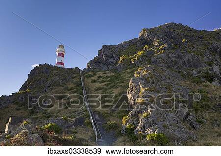Stock Photo - "Stairs to the Cape Palliser Lighthouse, Cape Palliser, Wellington Region, New Zealand, Oceania". Fotosearch