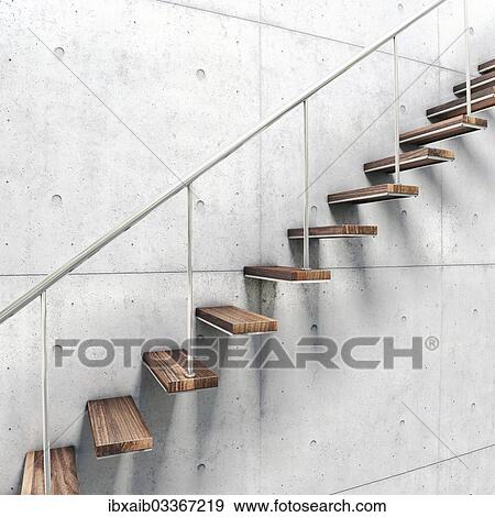 Stairs with a railing View Large Photo Image Stock Photo - Stairs with a railing. Fotosearch