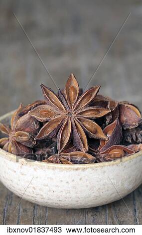 Stock Image - Star anise in bowl. Fotosearch