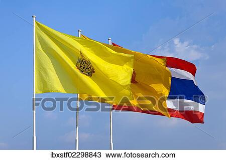 "State flag and the royal standard, Bangkok, capital of Thailand, Southeast Asia, Asia" View Large Photo Image Stock Image - "State flag and the royal standard, Bangkok, capital of Thailand, Southeast Asia, Asia". Fotosearch