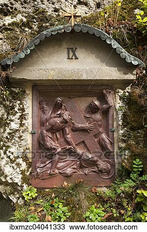 "Station of the Cross VIX, in a rock wall, cast iron relief by German sculptor Georg Kemper, Gossweinstein, Upper Franconia, Bavaria, Germany, Europe" View Large Photo Image Stock Image - "Station of the Cross VIX, in a rock wall, cast iron relief by German sculptor Georg Kemper, Gossweinstein, Upper Franconia, Bavaria, Germany, Europe". Fotosearch