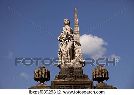 Stock Image - "Statue in Domplatz square, historic centre of Bamberg, Upper Franconia, Bavaria, Germany, Europe". Fotosearch