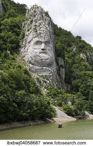 "Statue of Decebalus Rex Dragan Fecit, rock sculpture, 40m, Danube, Iron Gates Natural Park, Dubova, Romania, Europe" View Large Photo Image Stock Photo - "Statue of Decebalus Rex Dragan Fecit, rock sculpture, 40m, Danube, Iron Gates Natural Park, Dubova, Romania, Europe". Fotosearch