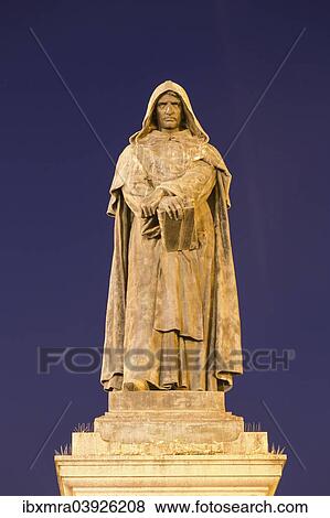 "Statue of Giordano Bruno, Campo de' Fiori, at night, Rome, Lazio, Italy, Europe" View Large Photo Image Stock Photo - "Statue of Giordano Bruno, Campo de' Fiori, at night, Rome, Lazio, Italy, Europe". Fotosearch