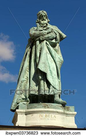 Stock Image - "Statue of King Bela 4th, Hosok tere or Heroes' Square, Budapest, Hungary, Europe". Fotosearch