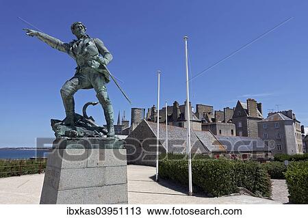 "Statue of the privateer captain Robert Surcouf on the city's fortifications, Intra Muros, Saint-Malo, Ille-et-Vilaine, Brittany, France, Europe" View Large Photo Image Stock Image - "Statue of the privateer captain Robert Surcouf on the city's fortifications, Intra Muros, Saint-Malo, Ille-et-Vilaine, Brittany, France, Europe". Fotosearch