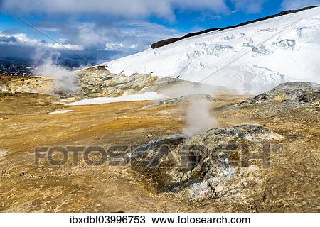"Steaming solfataras, fumaroles, sulfur and other minerals, high temperature area or geothermal area Hveradalir, volcanic mountain chain Kverkfjoll, on the northern edge of the Vatnajokull glacier, highlands, Iceland, Europe" View Large Photo Image Stock Image - "Steaming solfataras, fumaroles, sulfur and other minerals, high temperature area or geothermal area Hveradalir, volcanic mountain chain Kverkfjoll, on the northern edge of the Vatnajokull glacier, highlands, Iceland, Europe". Fotosearch