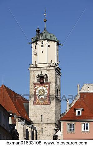 "Steeple of the church of St. Martin, Memmingen, Unterallgaeu, Allgaeu region, Schwaben, Bavaria, Germany, Europe" View Large Photo Image Stock Photo - "Steeple of the church of St. Martin, Memmingen, Unterallgaeu, Allgaeu region, Schwaben, Bavaria, Germany, Europe". Fotosearch