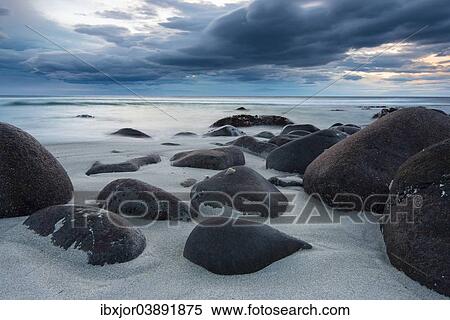 "Stones on the beach, Unstad, Lofoten, Norway, Europe" View Large Photo Image Stock Photography - "Stones on the beach, Unstad, Lofoten, Norway, Europe". Fotosearch