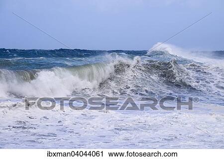Stock Image - "Stormy sea, Playa de Vallehermoso, La Gomera, Canary Islands, Spain, Europe". Fotosearch