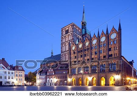 "Stralsund Town Hall with origins from the 13th century, facade in the Old Market, next to St. Nicholas' Church, Stralsund, Mecklenburg-Western Pomerania, Germany, Europe" View Large Photo Image Stock Image - "Stralsund Town Hall with origins from the 13th century, facade in the Old Market, next to St. Nicholas' Church, Stralsund, Mecklenburg-Western Pomerania, Germany, Europe". Fotosearch