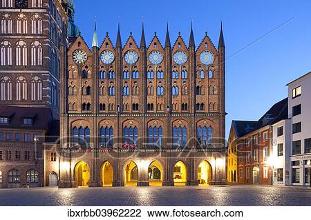 "Stralsund Town Hall with origins from the 13th century, facade in the Old Market, next to St. Nicholas' Church, Stralsund, Mecklenburg-Western Pomerania, Germany, Europe" View Large Photo Image Stock Image - "Stralsund Town Hall with origins from the 13th century, facade in the Old Market, next to St. Nicholas' Church, Stralsund, Mecklenburg-Western Pomerania, Germany, Europe". Fotosearch