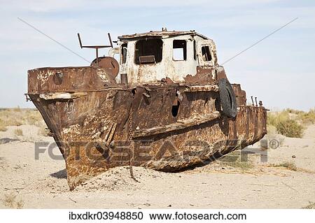 "Stranded ship at the port of MoÊ»ynoq or Muinak, Aral Sea, Karakalpakstan, Uzbekistan, Asia" View Large Photo Image Stock Image - "Stranded ship at the port of MoÊ»ynoq or Muinak, Aral Sea, Karakalpakstan, Uzbekistan, Asia". Fotosearch