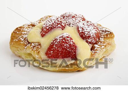 Strawberry pastry with vanilla sauce View Large Photo Image Stock Photo - Strawberry pastry with vanilla sauce. Fotosearch