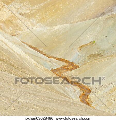 "Stream bed coloured by iron oxide, Landmannalaugar, Southern Region, Iceland, Europe" View Large Photo Image Stock Photograph - "Stream bed coloured by iron oxide, Landmannalaugar, Southern Region, Iceland, Europe". Fotosearch