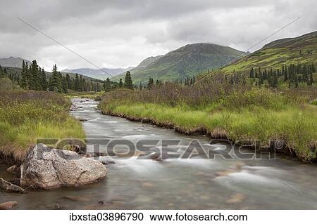 "Stream in the Talkeetna Mountains, Palmer, Alaska, United States, North America" View Large Photo Image Stock Image - "Stream in the Talkeetna Mountains, Palmer, Alaska, United States, North America". Fotosearch