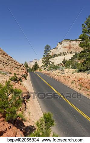 Picture - "Street, Checkerboard Mesa, Zion National Park, Utah, USA". Fotosearch