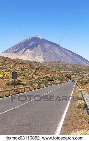 "Street in Parque Nacional de las Canadas del Teide, Teide National Park, UNESCO World Natural Heritage Site, with Mount Teide volcano at the rear, Montijos, Palo Blanco, Tenerife, Canary Islands, Spain, Europe" View Large Photo Image Stock Image - "Street in Parque Nacional de las Canadas del Teide, Teide National Park, UNESCO World Natural Heritage Site, with Mount Teide volcano at the rear, Montijos, Palo Blanco, Tenerife, Canary Islands, Spain, Europe". Fotosearch
