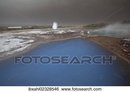 "Strokkur, fountain geyser, with volcanic ash cloud, South Iceland, Iceland, Europe" View Large Photo Image Stock Photograph - "Strokkur, fountain geyser, with volcanic ash cloud, South Iceland, Iceland, Europe". Fotosearch