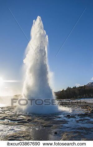 Stock Image - "Strokkur geyser, Haukadalur geothermal area, Southern Region, Iceland, Europe". Fotosearch