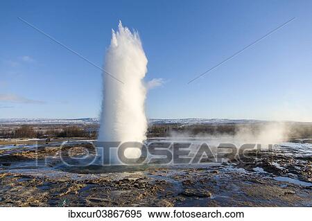 Stock Photography - "Strokkur geyser, Haukadalur geothermal area, Southern Region, Iceland, Europe". Fotosearch