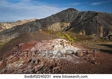 "Sulphur and limestone fields, Blahnukur volcano and rhyolite mountains, Landmannalaugar, Fjallabak Nature Reserve, Highlands, Iceland, Europe" View Large Photo Image Stock Image - "Sulphur and limestone fields, Blahnukur volcano and rhyolite mountains, Landmannalaugar, Fjallabak Nature Reserve, Highlands, Iceland, Europe". Fotosearch