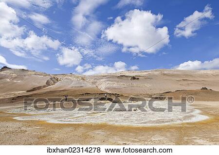 Stock Photo - "Sulphur and mineral deposits, Hveraroend geothermal area at the foot of the Namafjall volcano, Myvatn, Iceland, Europe". Fotosearch