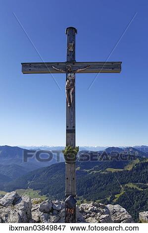 "Summit cross of Mt Brecherspitz, Schliersee mountains, Mangfall mountains, Upper Bavaria, Bavaria, Germany, Europe" View Large Photo Image Stock Photo - "Summit cross of Mt Brecherspitz, Schliersee mountains, Mangfall mountains, Upper Bavaria, Bavaria, Germany, Europe". Fotosearch