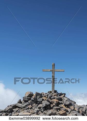 "Summit cross of Pico de las Nieves against a blue sky, Caldera de Taburiente National Park, Degollada del Barranco de la Madera, La Palma, Canary Islands, Spain, Europe" View Large Photo Image Stock Image - "Summit cross of Pico de las Nieves against a blue sky, Caldera de Taburiente National Park, Degollada del Barranco de la Madera, La Palma, Canary Islands, Spain, Europe". Fotosearch