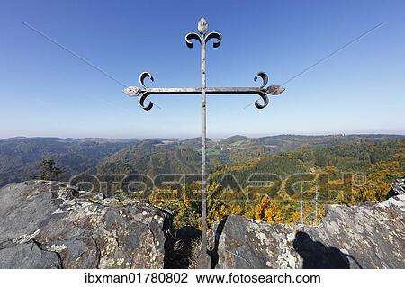 Stock Image - "Summit cross on Buschandlwand mountain, Wachau valley, Waldviertel region, Lower Austria, Austria, Europe". Fotosearch