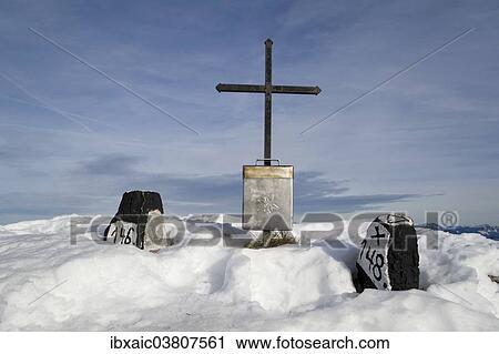 Stock Image - "Summit cross on Mt Schwarzkogel, Rosenau, Limestone Alps National Park or Kalkalpen National Park, Upper Austria, Austria, Europe". Fotosearch