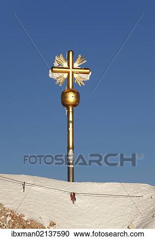 "Summit cross on Zugspitze Mountain, eastern summit, Wetterstein Mountains, Upper Bavaria, Bavaria, Germany, Europe" View Large Photo Image Stock Image - "Summit cross on Zugspitze Mountain, eastern summit, Wetterstein Mountains, Upper Bavaria, Bavaria, Germany, Europe". Fotosearch