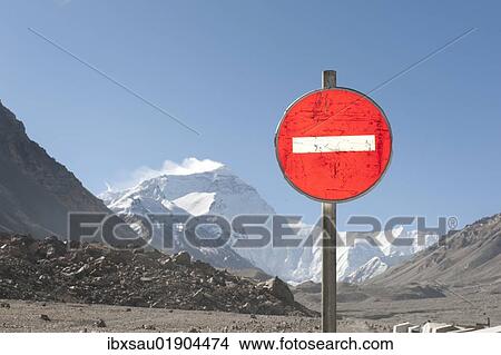"Summit of Mount Everest, 8850m, sign no passage, base camp on the north side, end moraine, Himalayas, central Tibet, Ue-Tsang, Tibet Autonomous Region, People's Republic of China, Asia" View Large Photo Image Picture - "Summit of Mount Everest, 8850m, sign no passage, base camp on the north side, end moraine, Himalayas, central Tibet, Ue-Tsang, Tibet Autonomous Region, People's Republic of China, Asia". Fotosearch