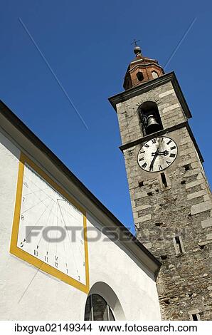 "Sundial and church steeple, Ronco sopra Ascona, Ticino, Switzerland, Europe" View Large Photo Image Picture - "Sundial and church steeple, Ronco sopra Ascona, Ticino, Switzerland, Europe". Fotosearch