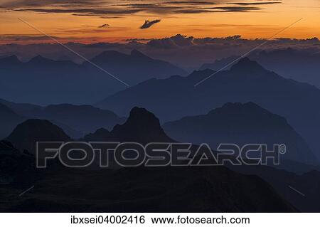 Stock Photograph - "Sunrise above the Montafon mountains, Gargellen, Montafon, Vorarlberg, Austria, Europe". Fotosearch