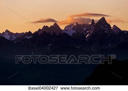 Stock Photo - "Sunrise above the Silvretta, Gargellen, Montafon, Vorarlberg, Austria, Europe". Fotosearch