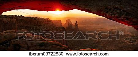 "Sunrise at Mesa Arch stone arch, Canyonlands National Park, near Moab, Utah, United States, North America" View Large Photo Image Stock Image - "Sunrise at Mesa Arch stone arch, Canyonlands National Park, near Moab, Utah, United States, North America". Fotosearch